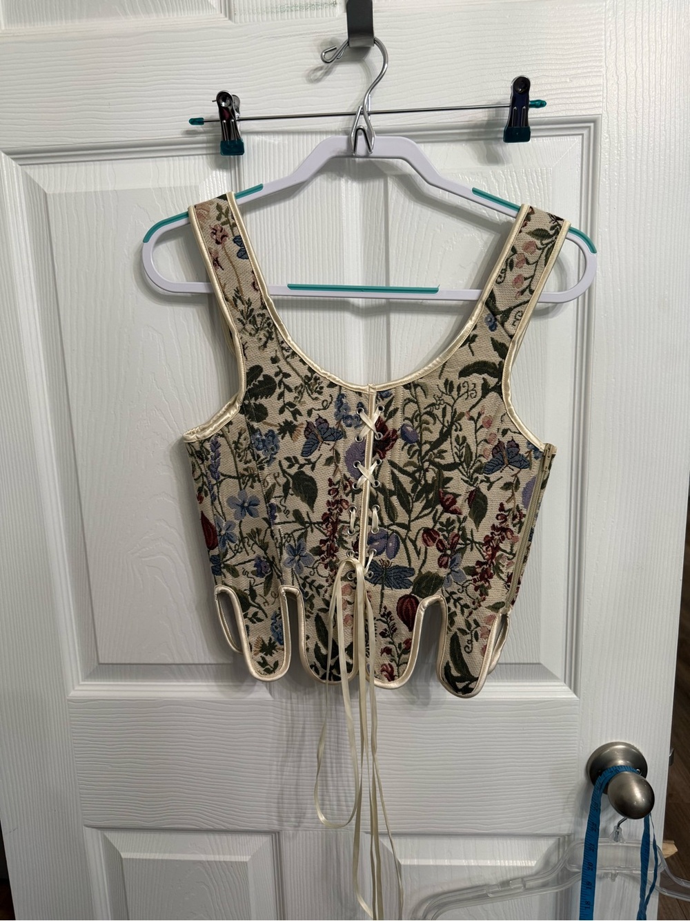 Scarlet Darkness Floral Tapestry Corset Top Size 6 Lace Up Cottagecore